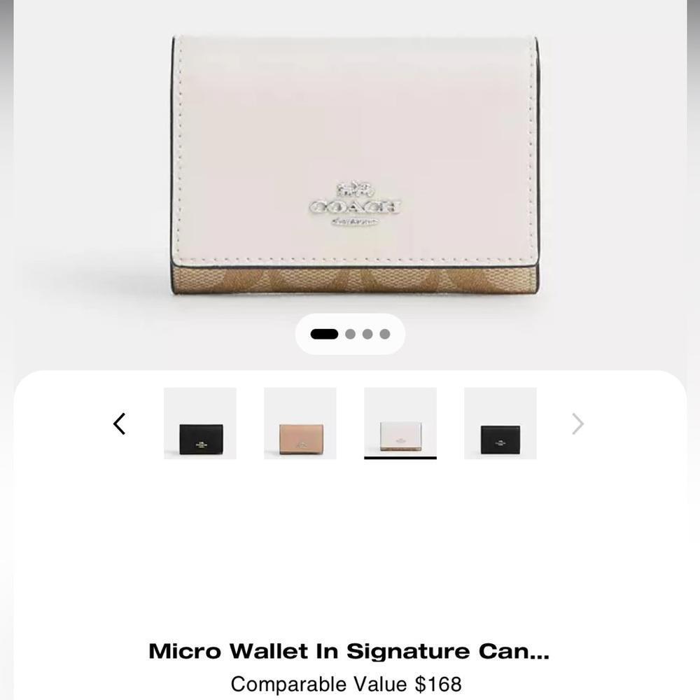 New Coach Micro Wallet in Signature Canvas Silver/Light Khaki/Chalk [COPY]